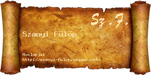 Szanyi Fülöp névjegykártya